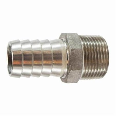 Midland Metal Hose Nipple, 114 Nominal, Barb x MIP, 150 psi, 40 to 160 deg F, ASTM A351 316 Stainless Steel,  973956